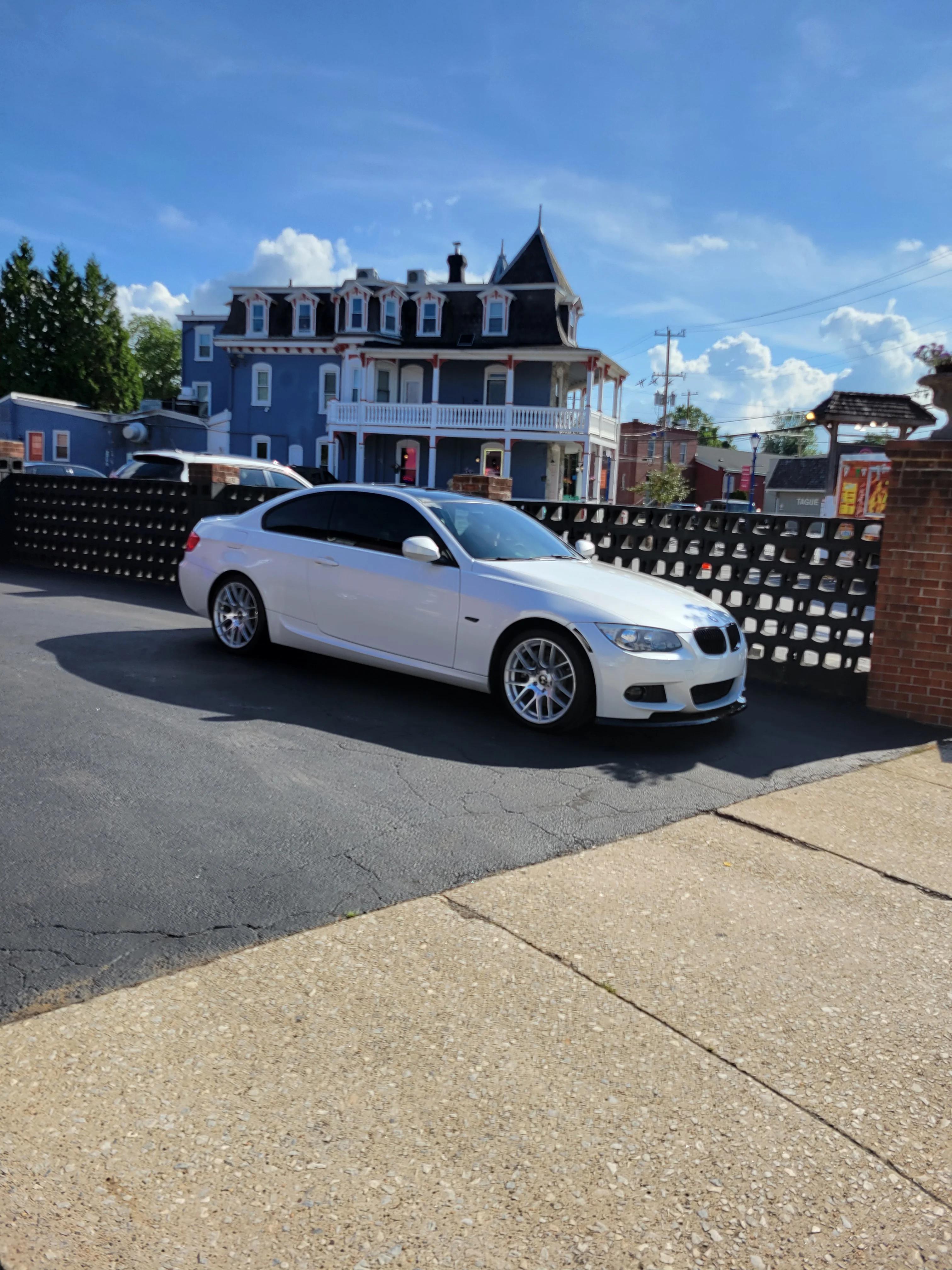 White BMW E92 coupe exterior detail — West Chester PA