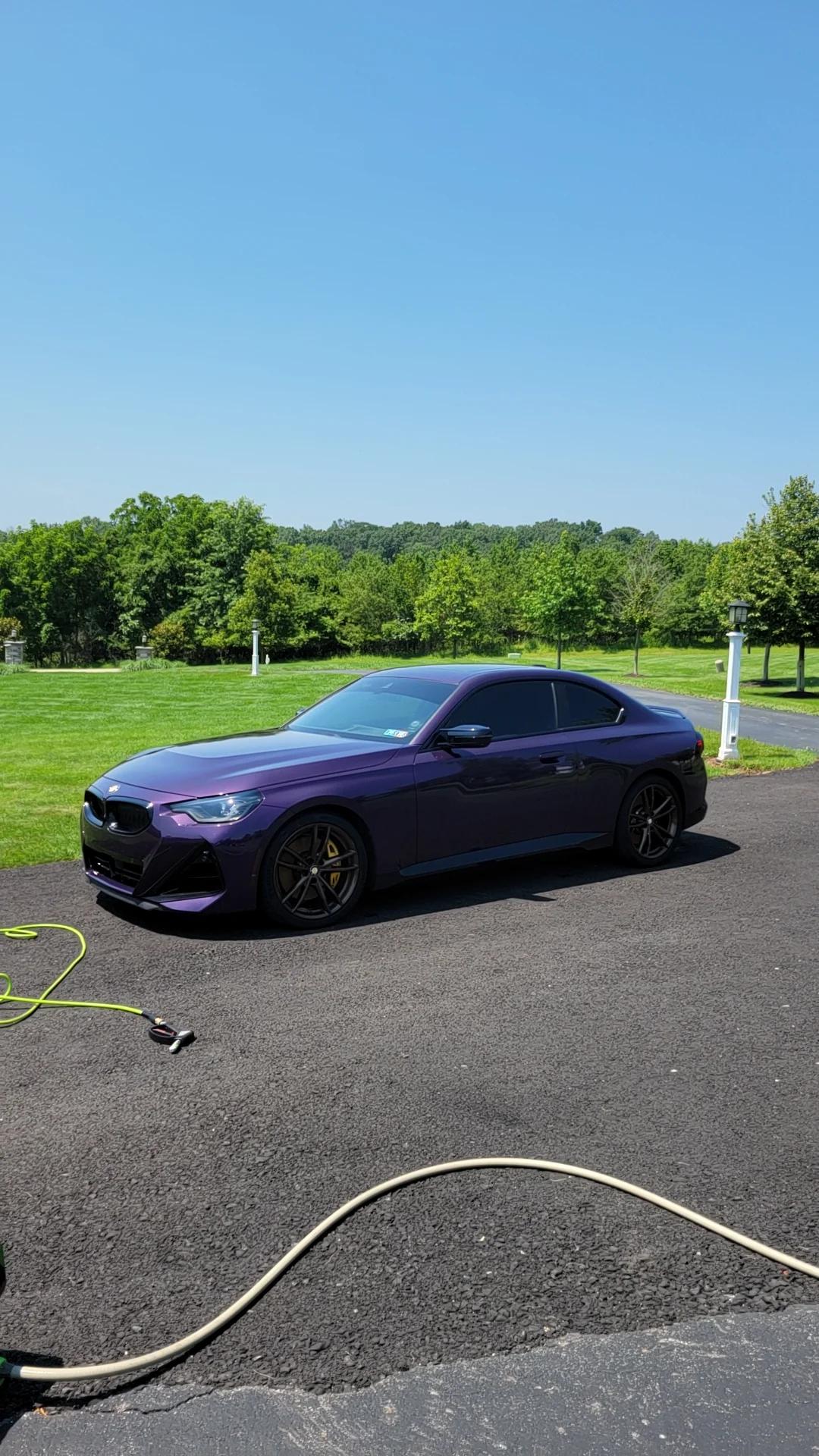 Purple BMW M2 — paint decontamination and detail, West Chester PA